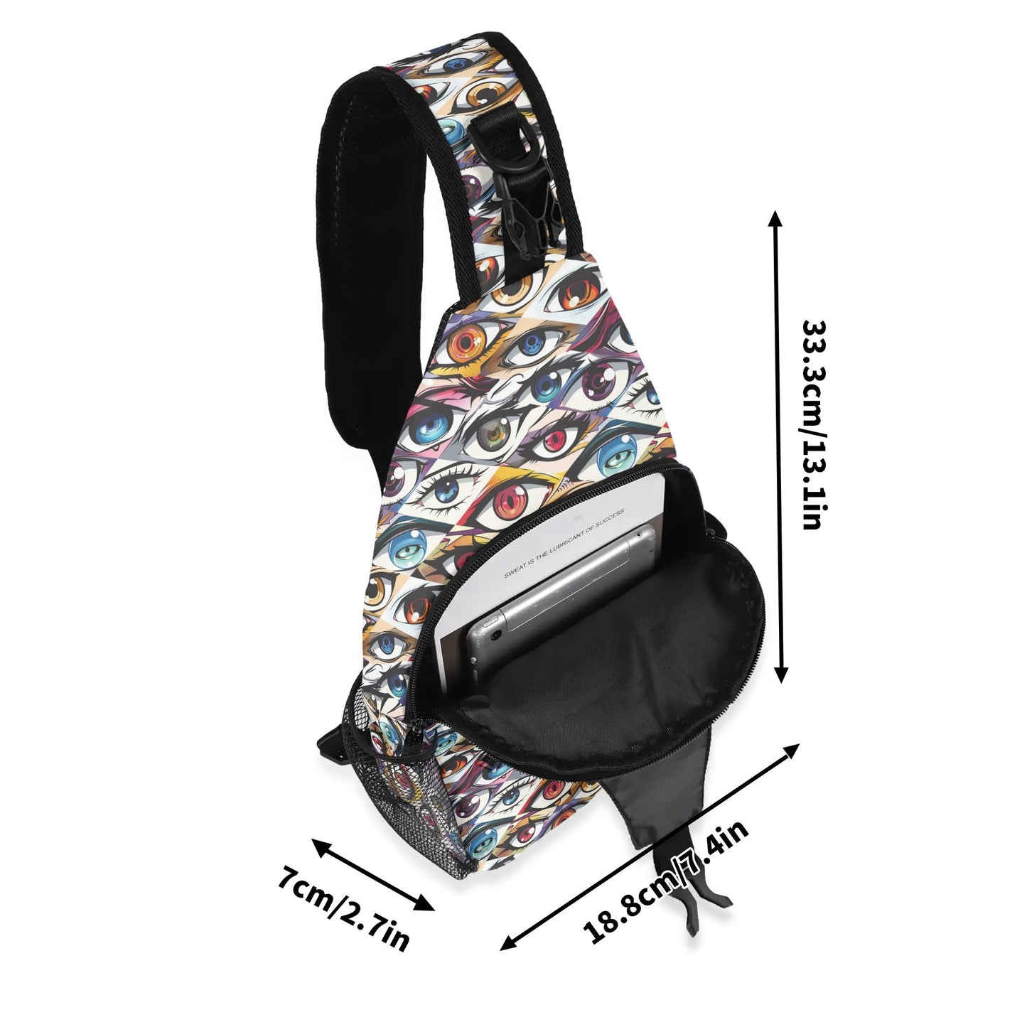 Animé Eyes Chest Crossbody Bag with Adjustable Strap