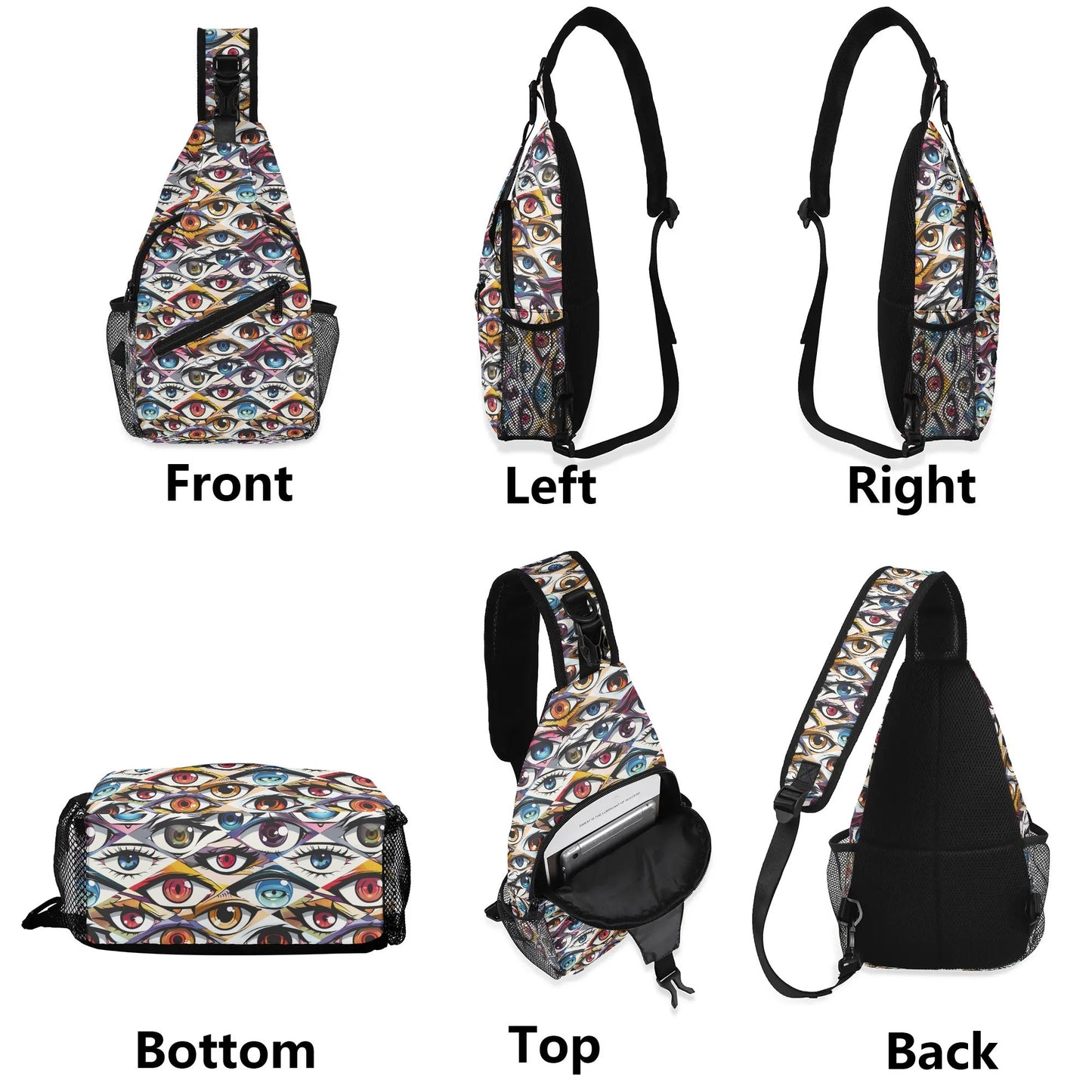 Animé Eyes Chest Crossbody Bag with Adjustable Strap