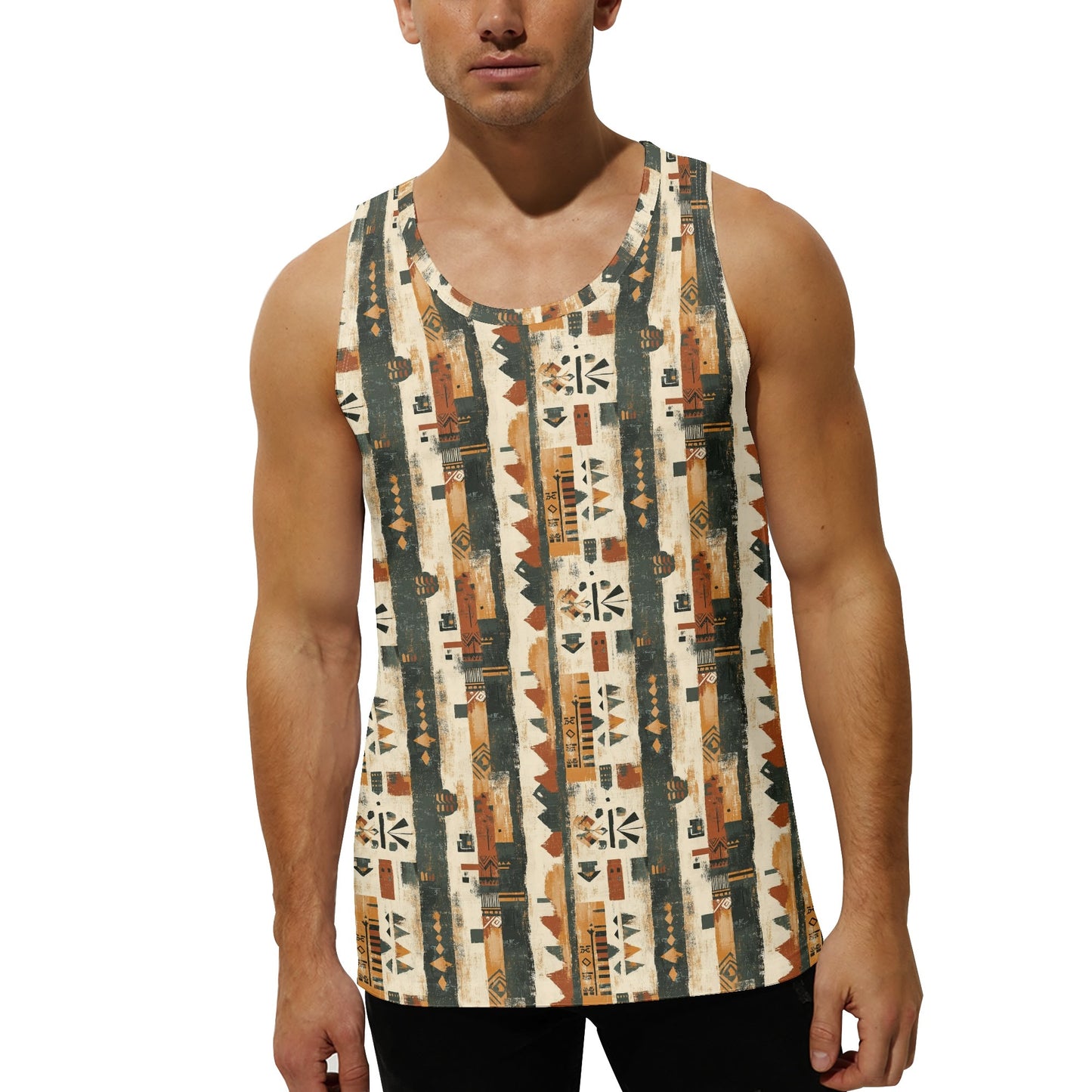 Mesa Stripes Mens Loose Fit Sleeveless Tank Top