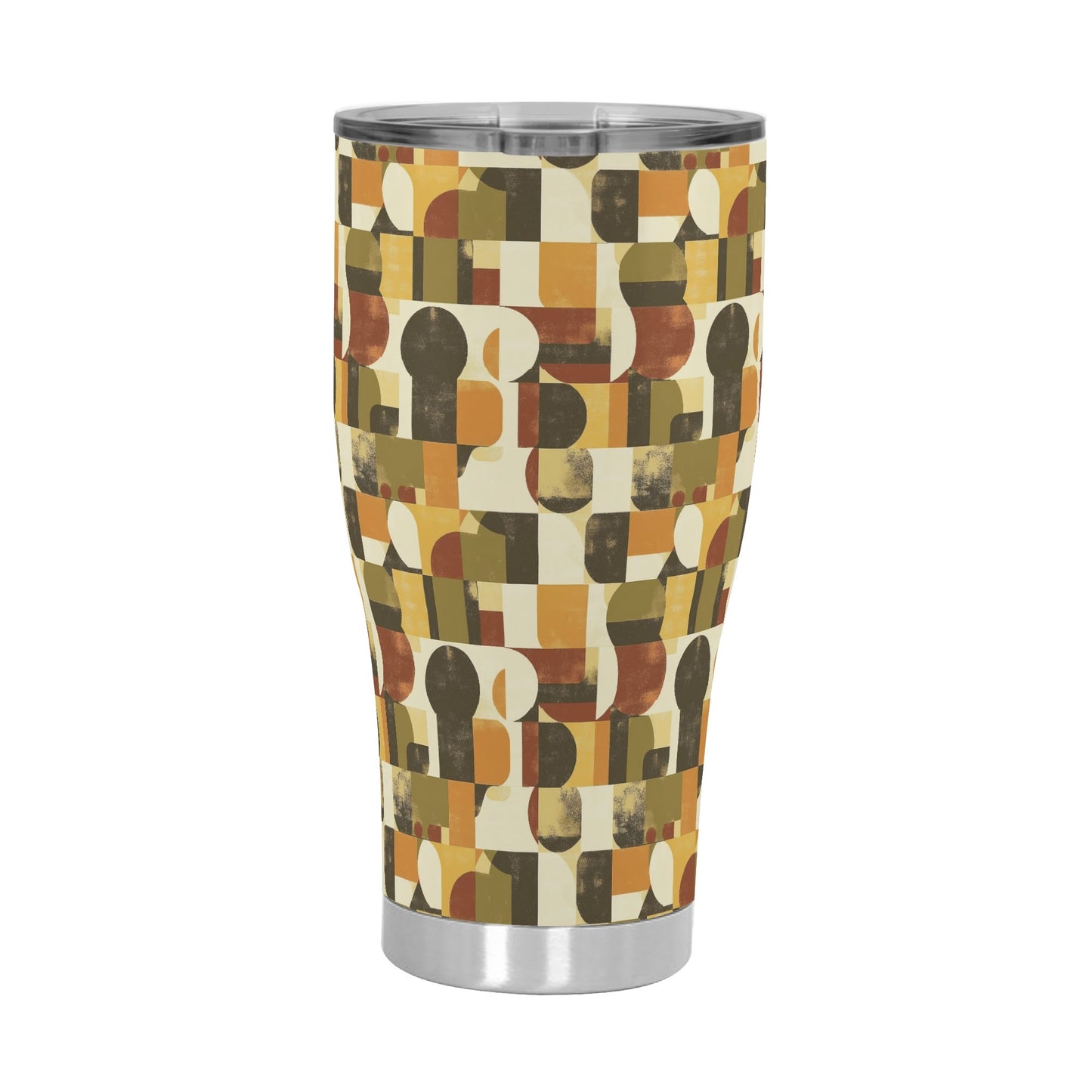 Retro Geometric Fusion Stainless Steel Tumbler 30oz