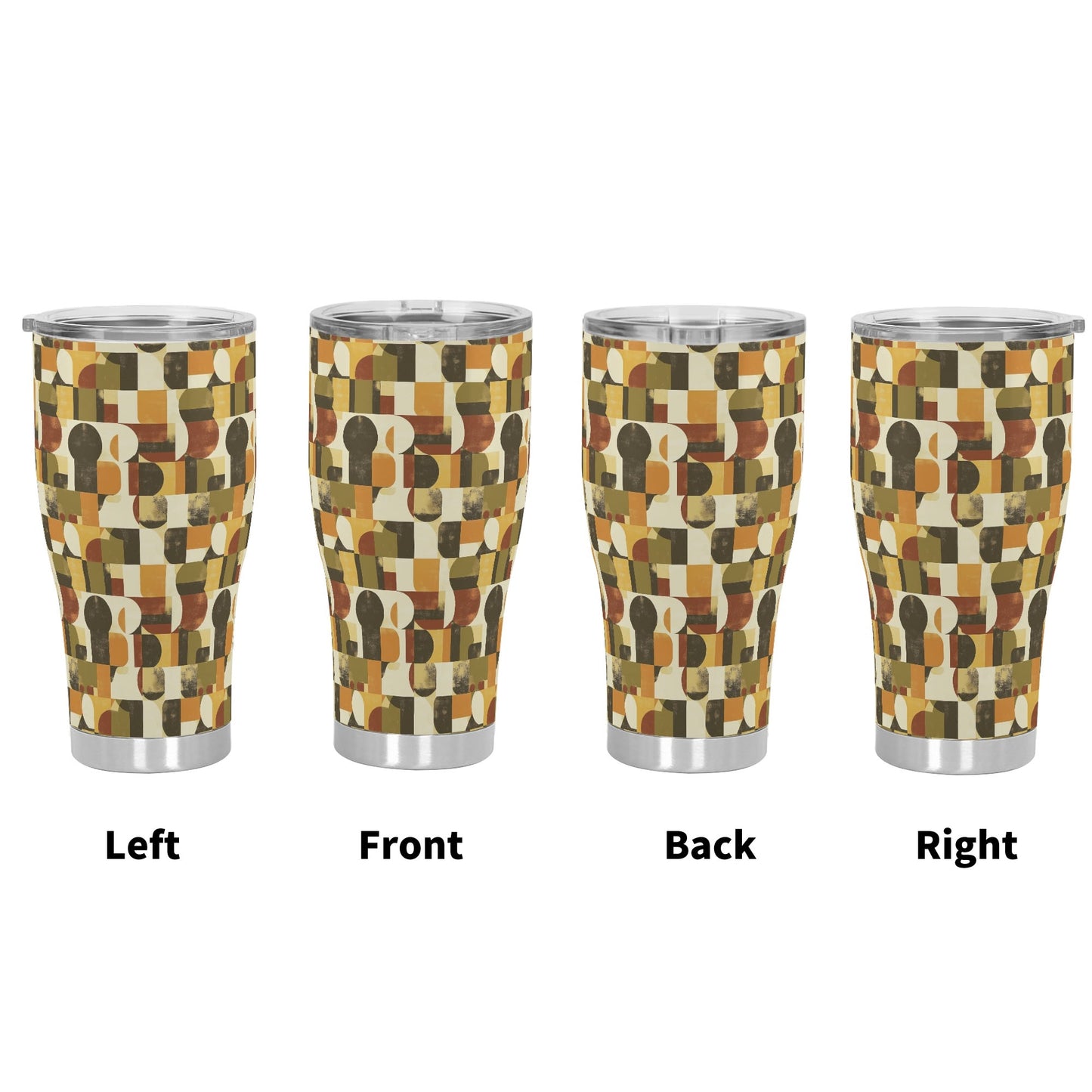 Retro Geometric Fusion Stainless Steel Tumbler 30oz