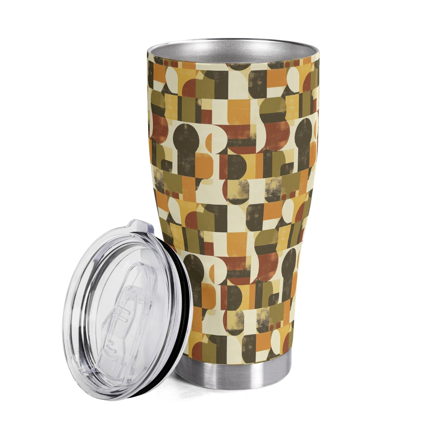 Retro Geometric Fusion Stainless Steel Tumbler 30oz