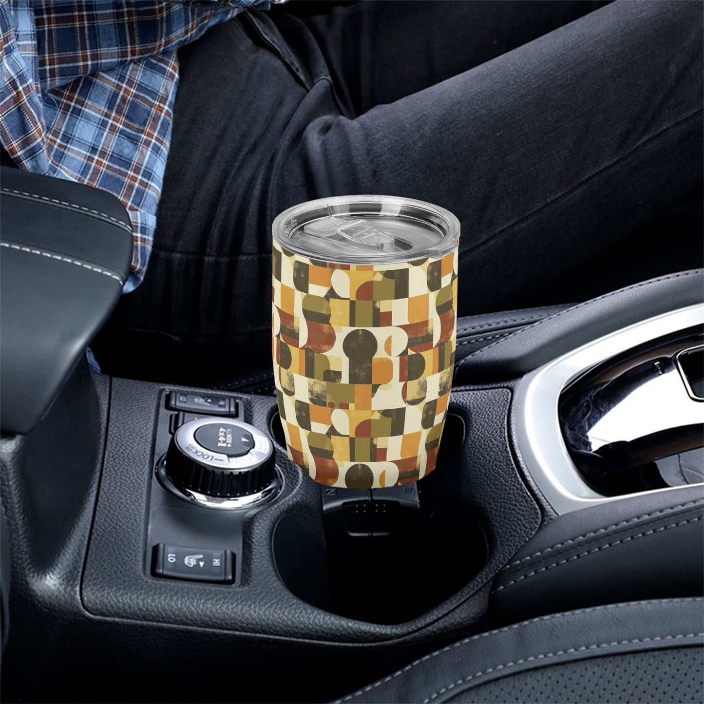 Retro Geometric Fusion Stainless Steel Tumbler 30oz