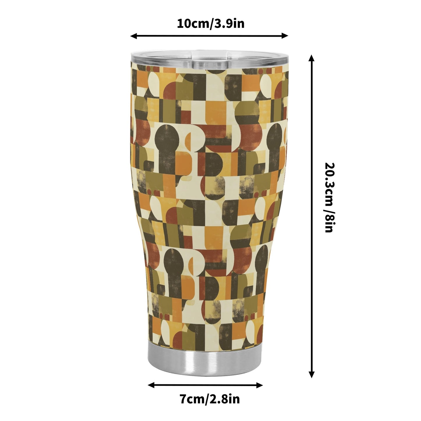 Retro Geometric Fusion Stainless Steel Tumbler 30oz