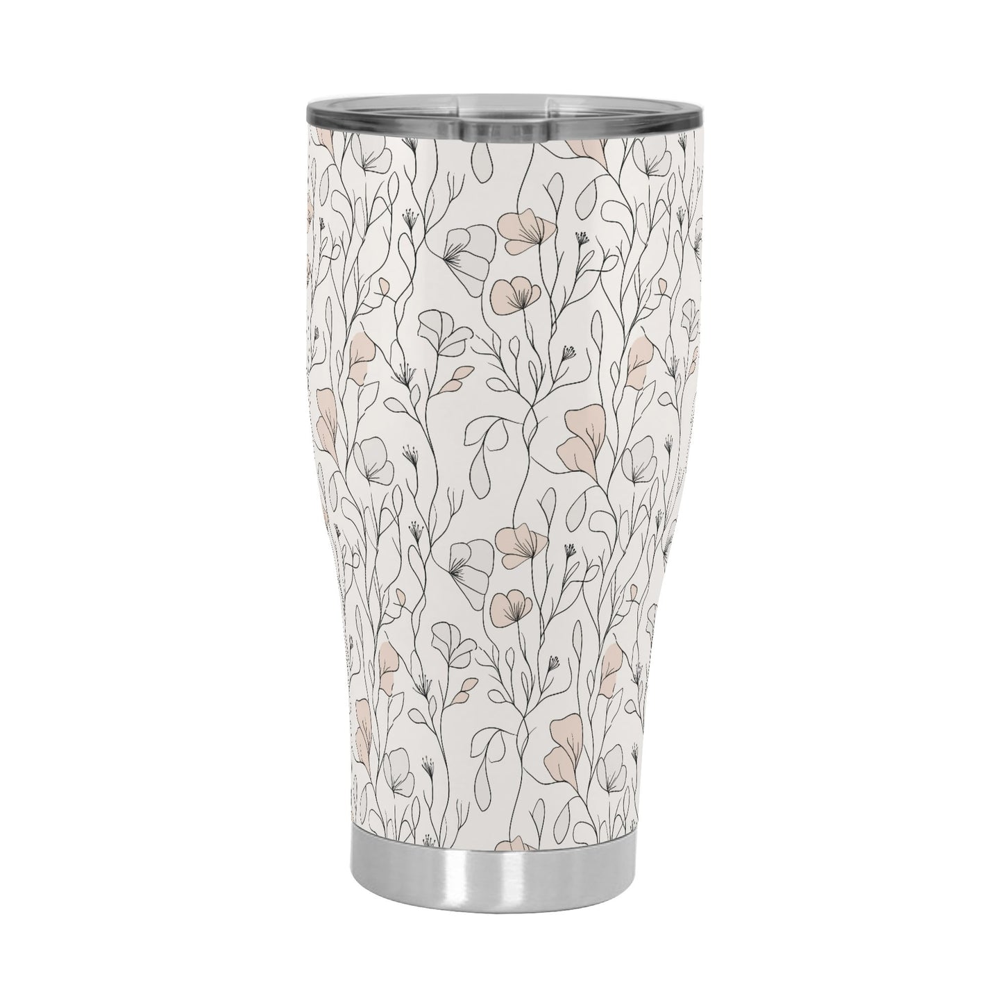 Delicate Line Art Botanical Bloom Stainless Steel Tumbler 30oz