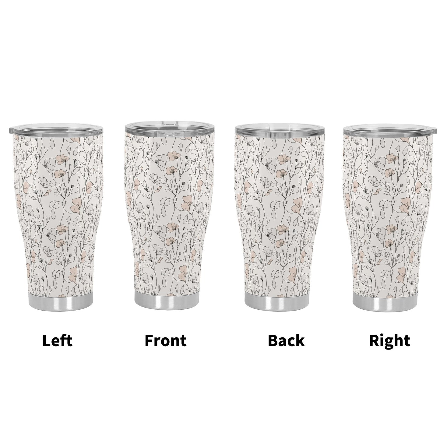 Delicate Line Art Botanical Bloom Stainless Steel Tumbler 30oz