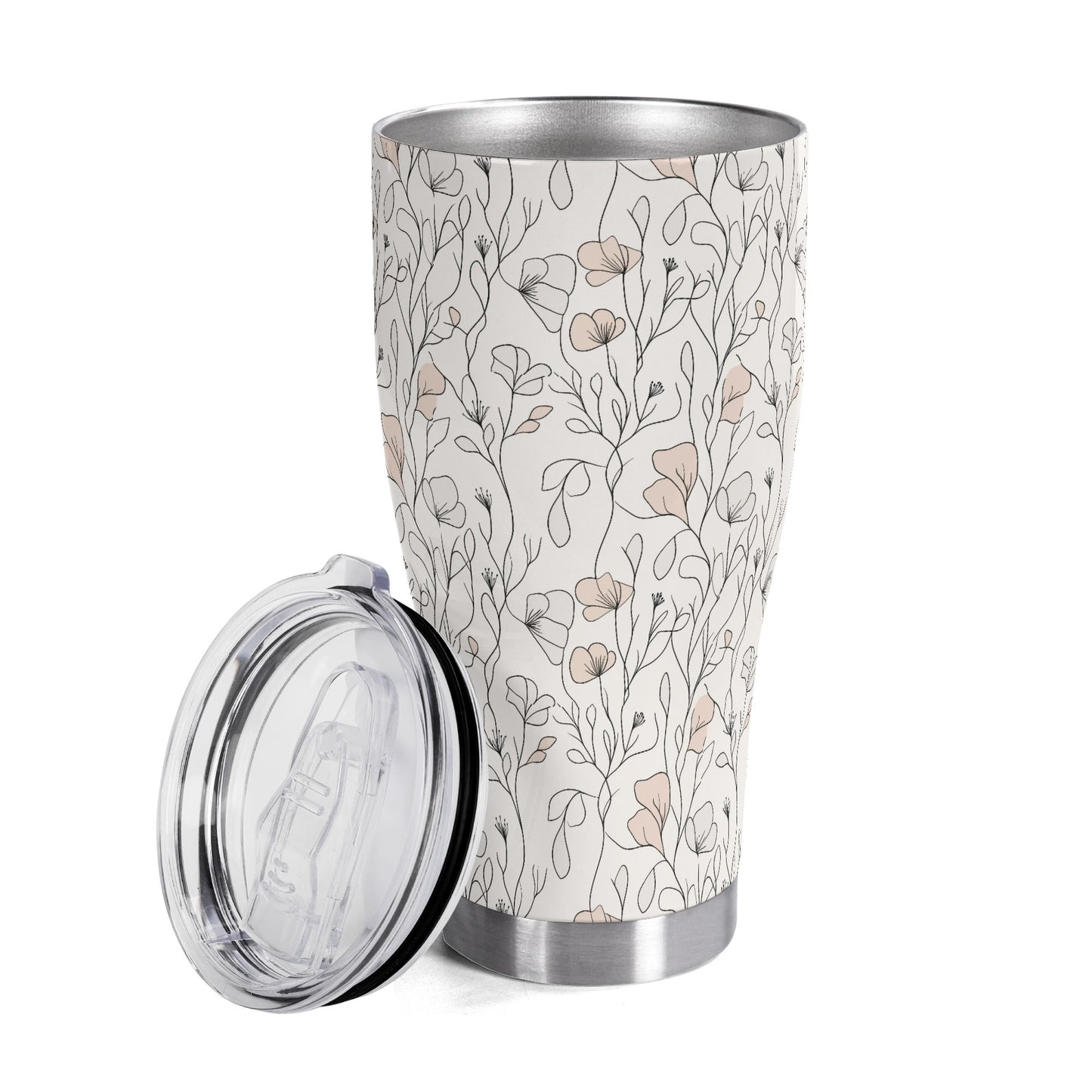 Delicate Line Art Botanical Bloom Stainless Steel Tumbler 30oz
