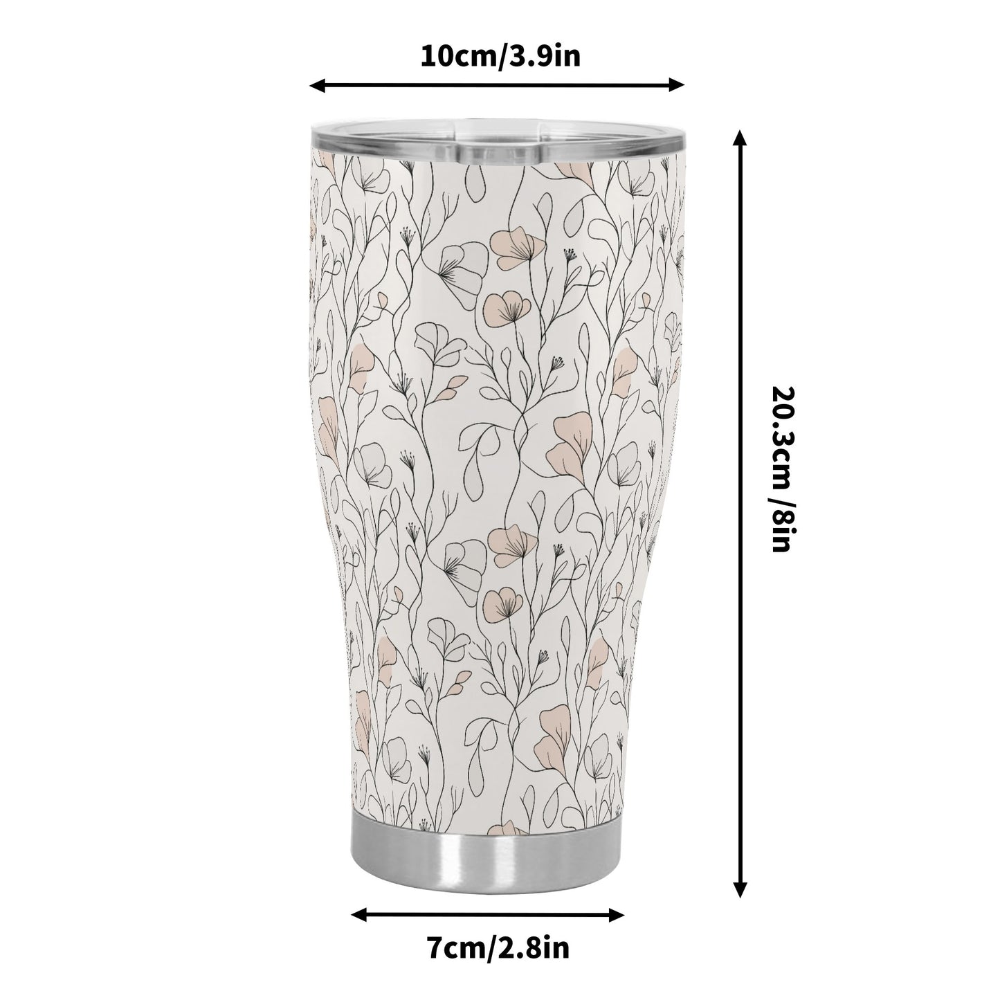 Delicate Line Art Botanical Bloom Stainless Steel Tumbler 30oz