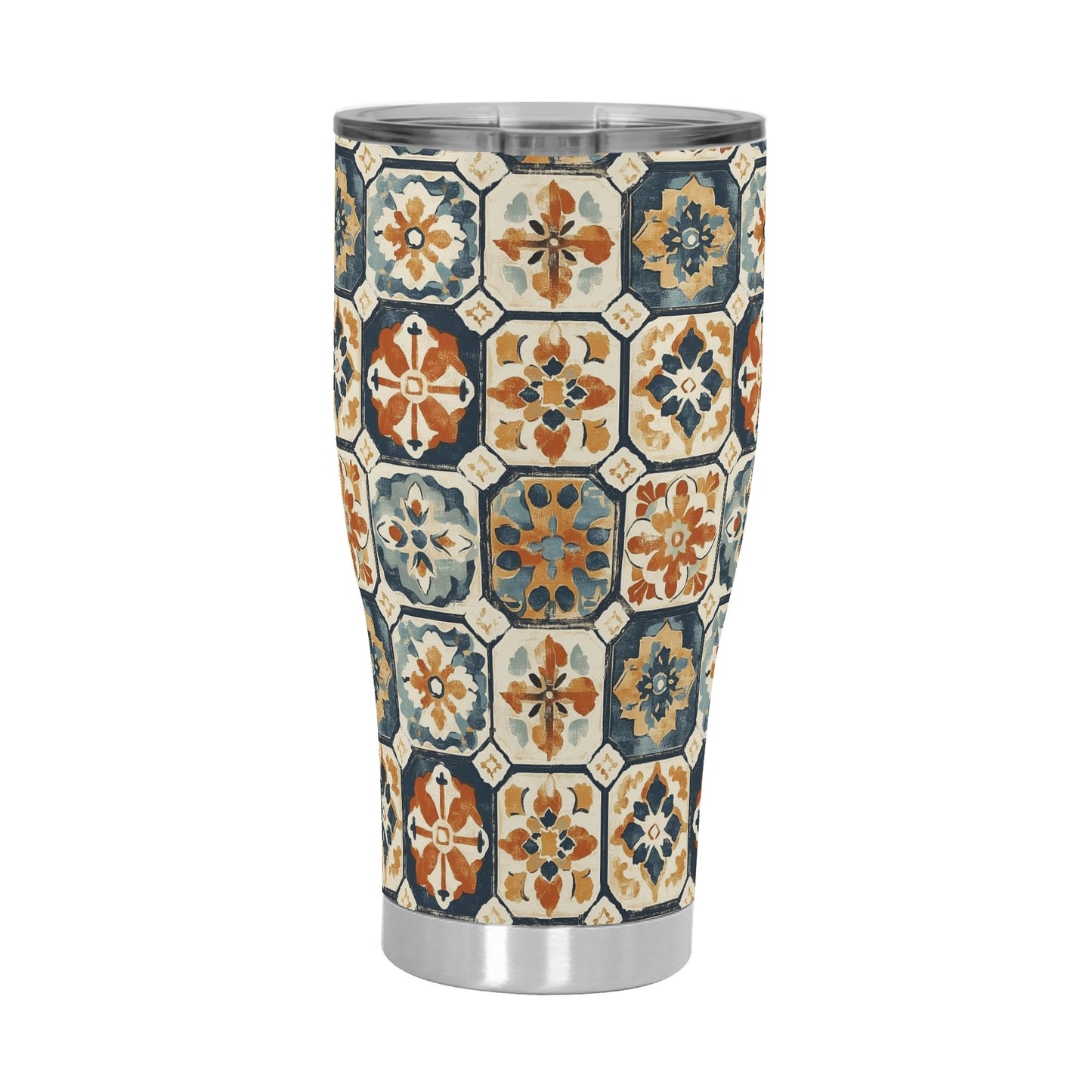 Vintage Mediterranean Tile Stainless Steel Tumbler 30oz
