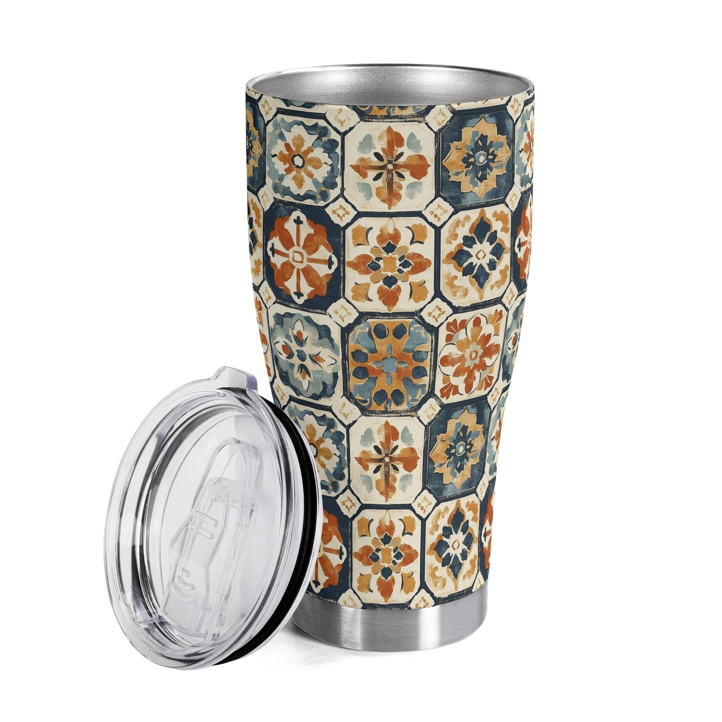 Vintage Mediterranean Tile Stainless Steel Tumbler 30oz