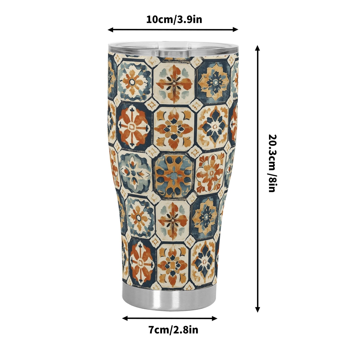 Vintage Mediterranean Tile Stainless Steel Tumbler 30oz