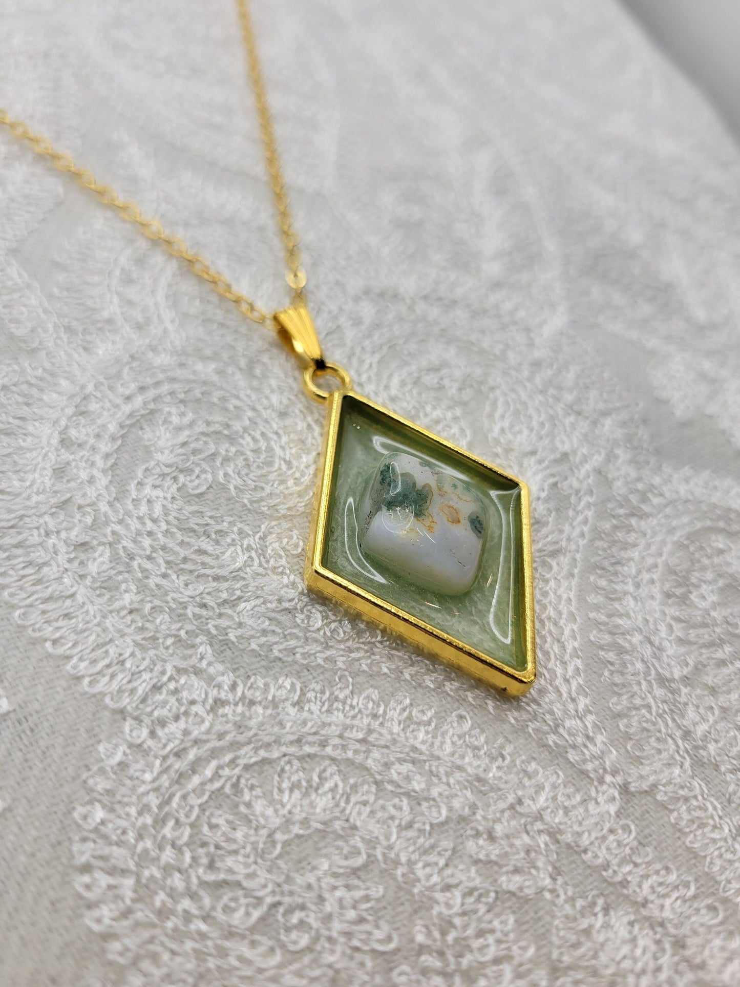 Green Tree Agate Ripple Pendant