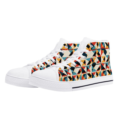 Retro Rhythm Men's High-Top Canvas Shoes