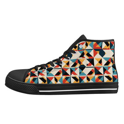 Retro Rhythm Men's High-Top Canvas Shoes