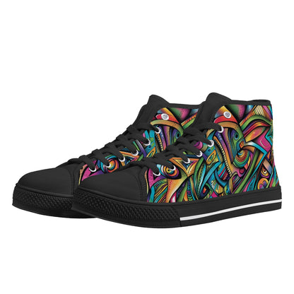 Cosmic Tribal Fusion Mens High-Top Canvas Shoes