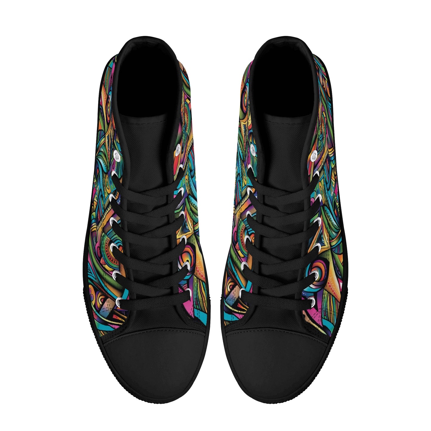 Cosmic Tribal Fusion Mens High-Top Canvas Shoes