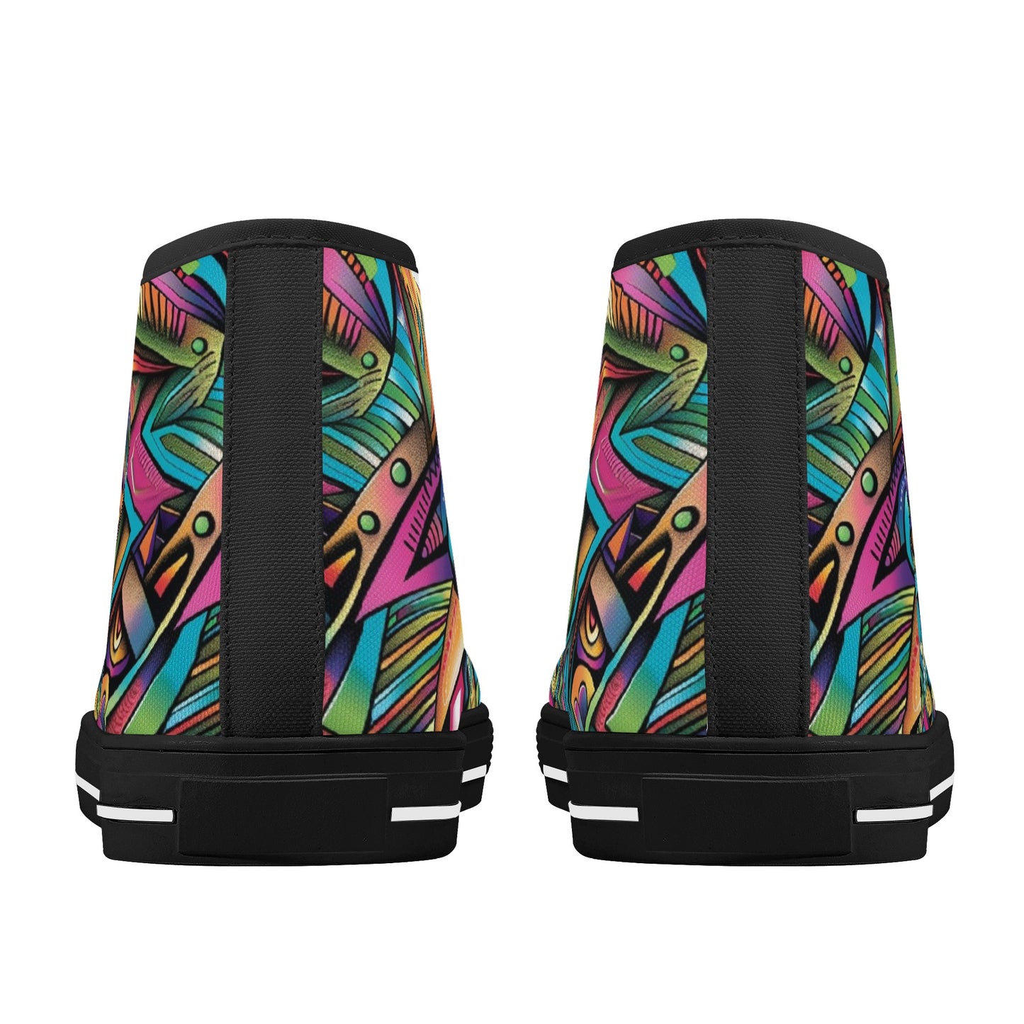 Cosmic Tribal Fusion Mens High-Top Canvas Shoes