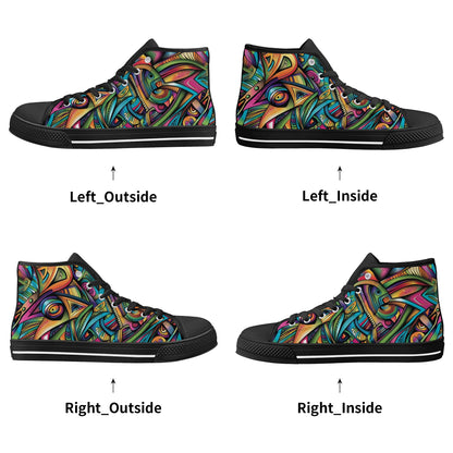 Cosmic Tribal Fusion Mens High-Top Canvas Shoes