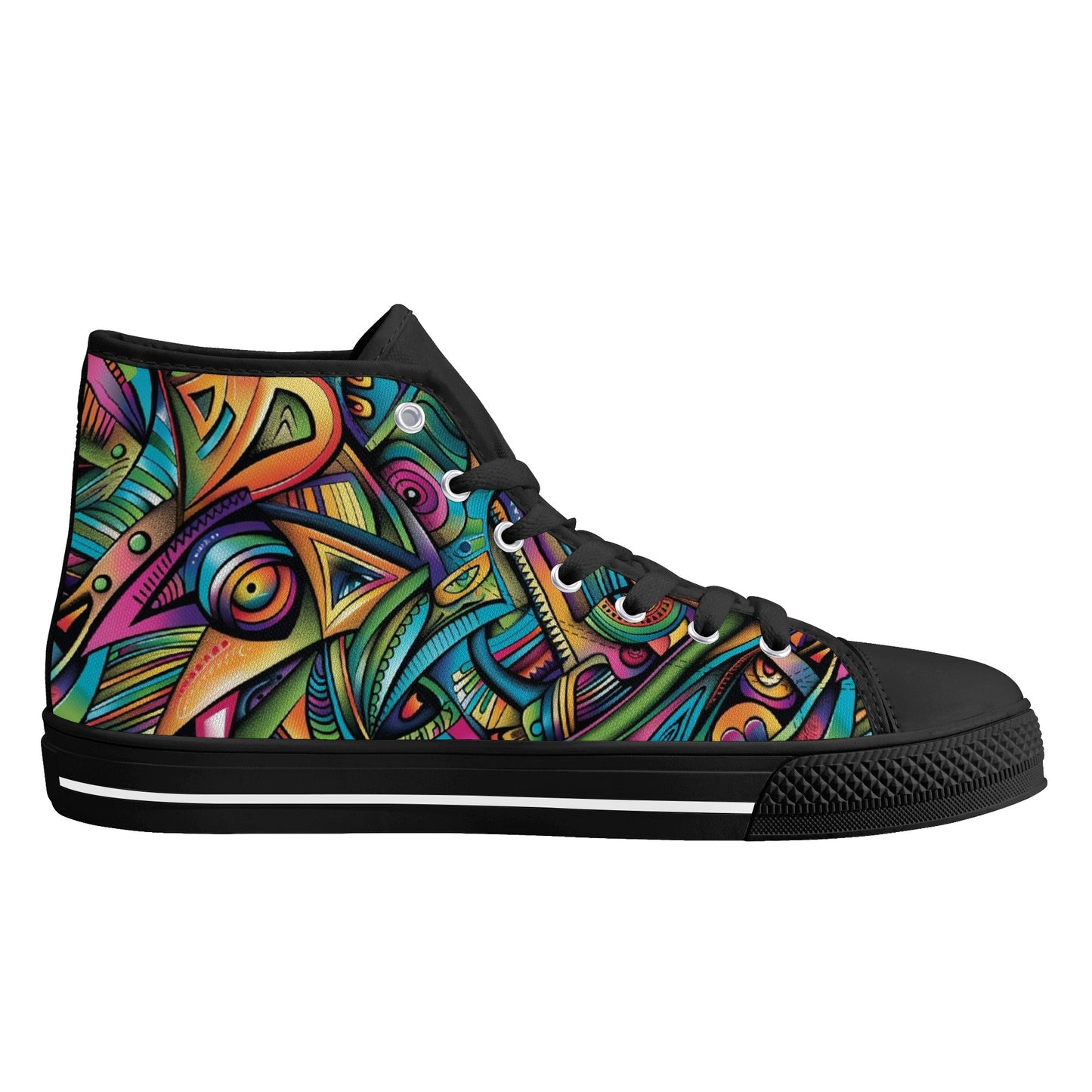 Cosmic Tribal Fusion Mens High-Top Canvas Shoes