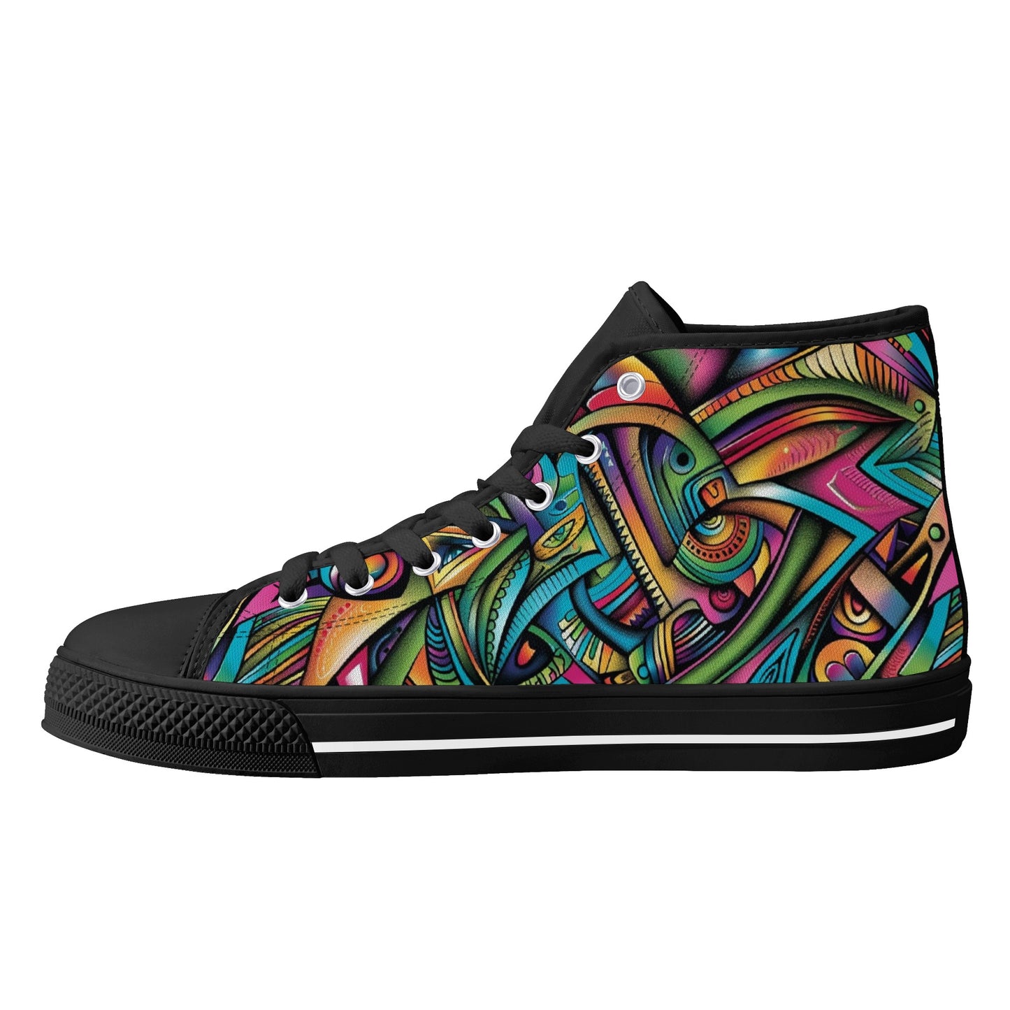 Cosmic Tribal Fusion Mens High-Top Canvas Shoes