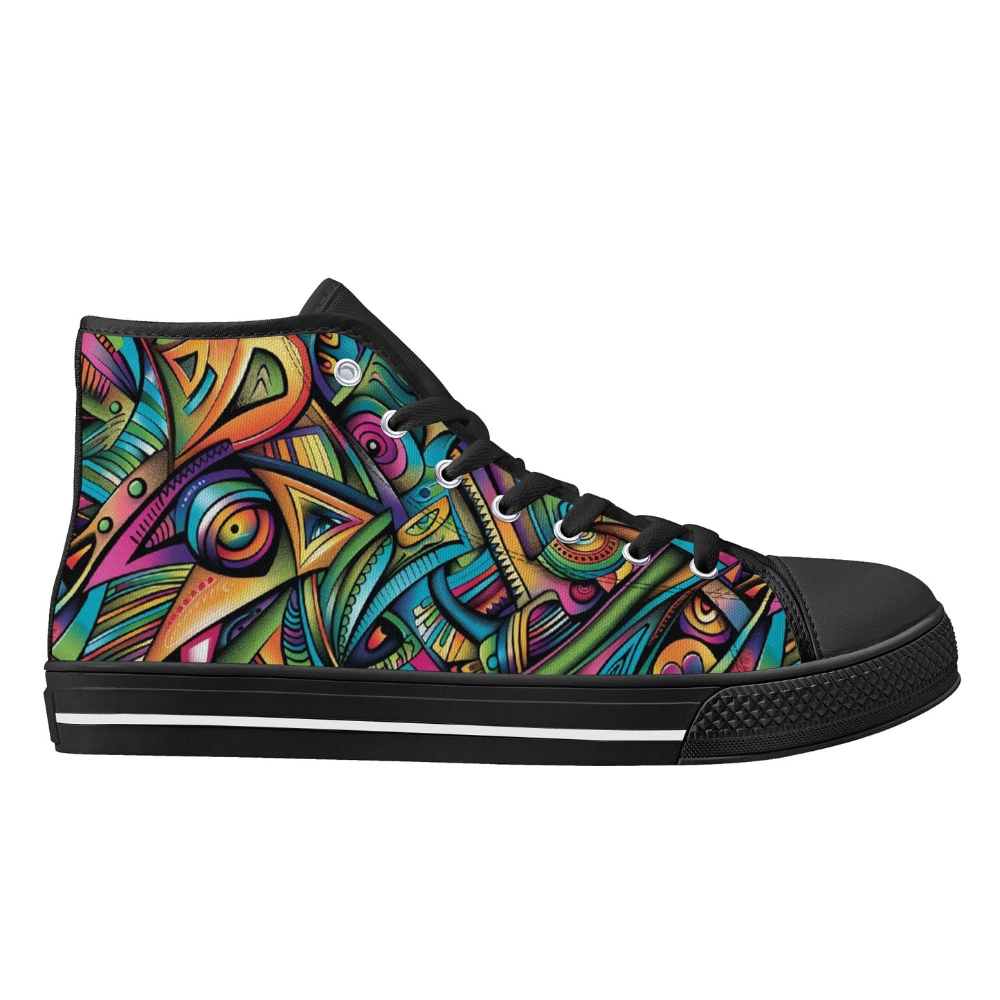 Cosmic Tribal Fusion Mens High-Top Canvas Shoes