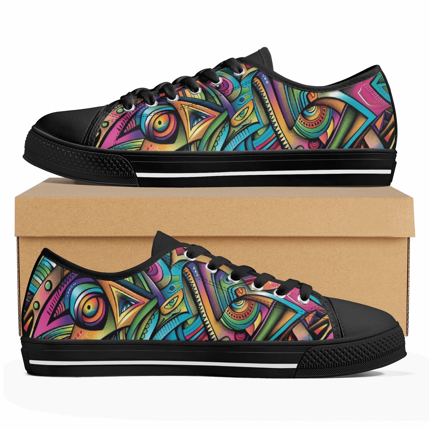 Cosmic Tribal Fusion Mens Lightweight Low-Top Canvas Shoes