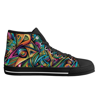 Cosmic Tribal Fusion Womens High Top Canvas Shoes