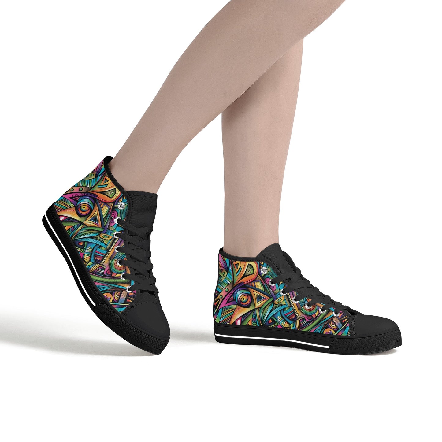 Cosmic Tribal Fusion Womens High Top Canvas Shoes