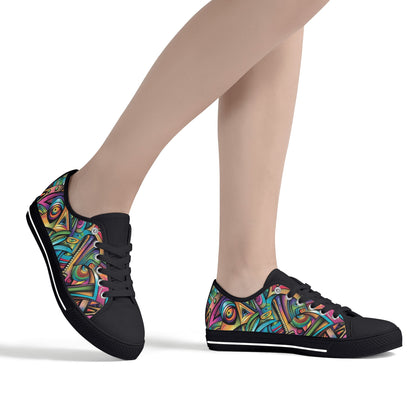 Cosmic Tribal Fusion Womens Low Top Canvas Shoes