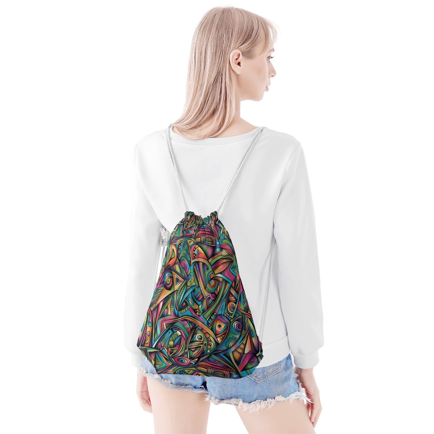 Cosmic Tribal Fusion Drawstring Bag