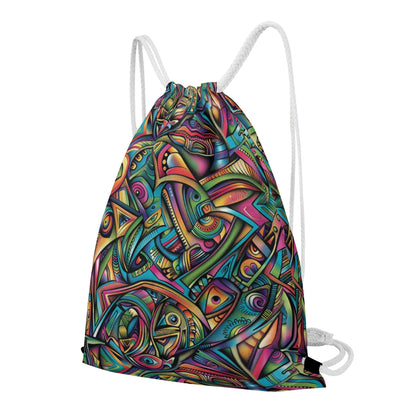 Cosmic Tribal Fusion Drawstring Bag