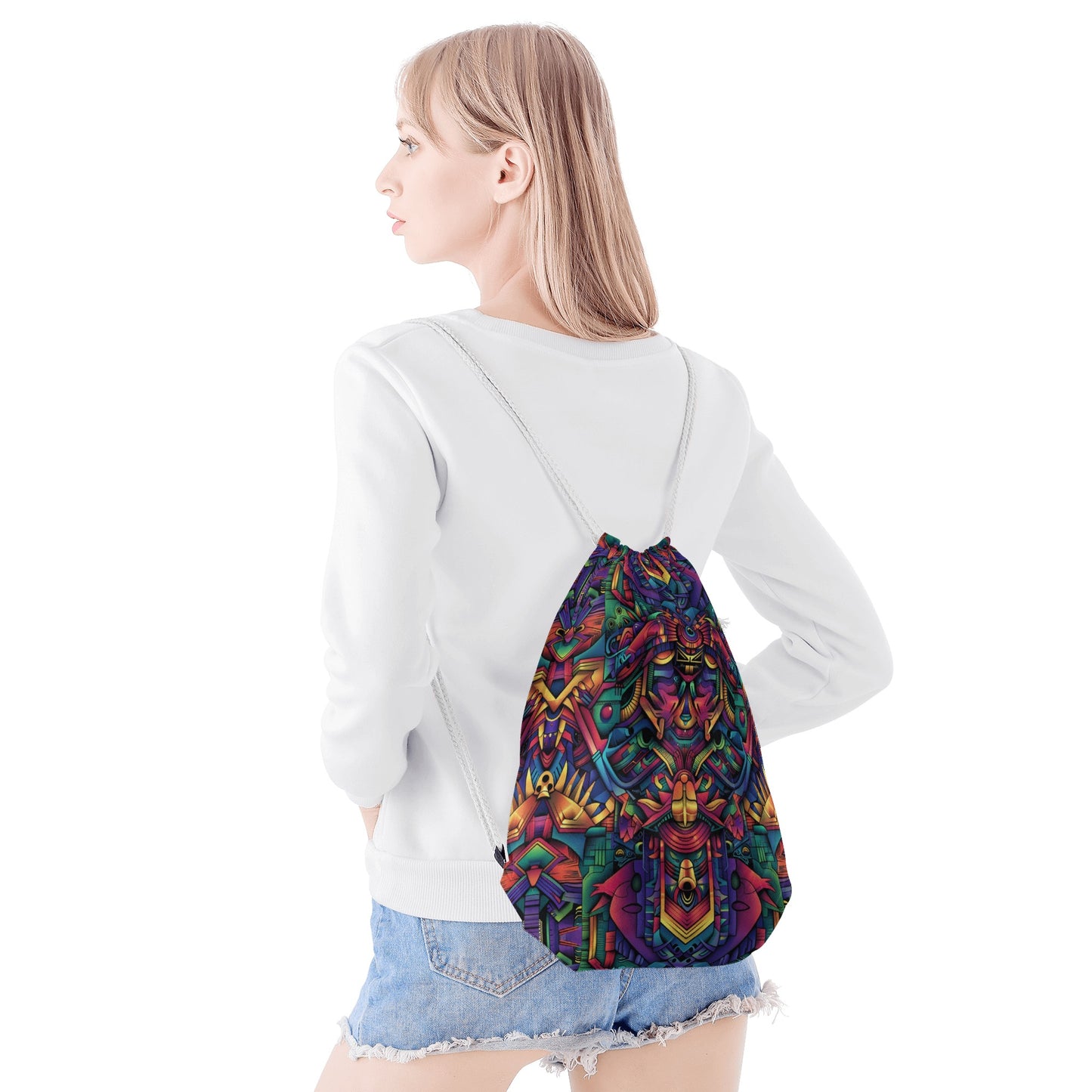 Cybernetic Totem Drawstring Bag