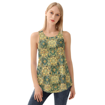 Verdant Mosaic Loose Tank Top