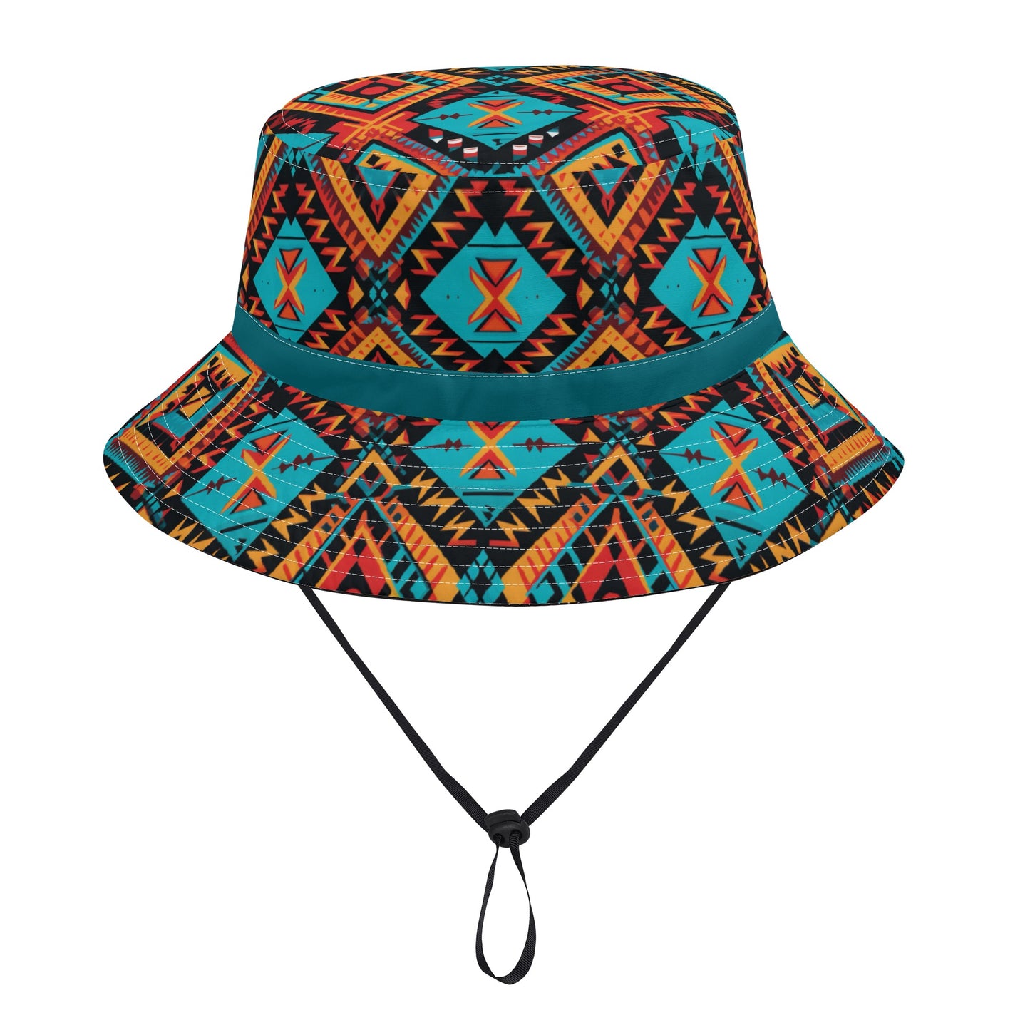 Aztec Vibrance Mosaic Bucket Hat with Adjustable String