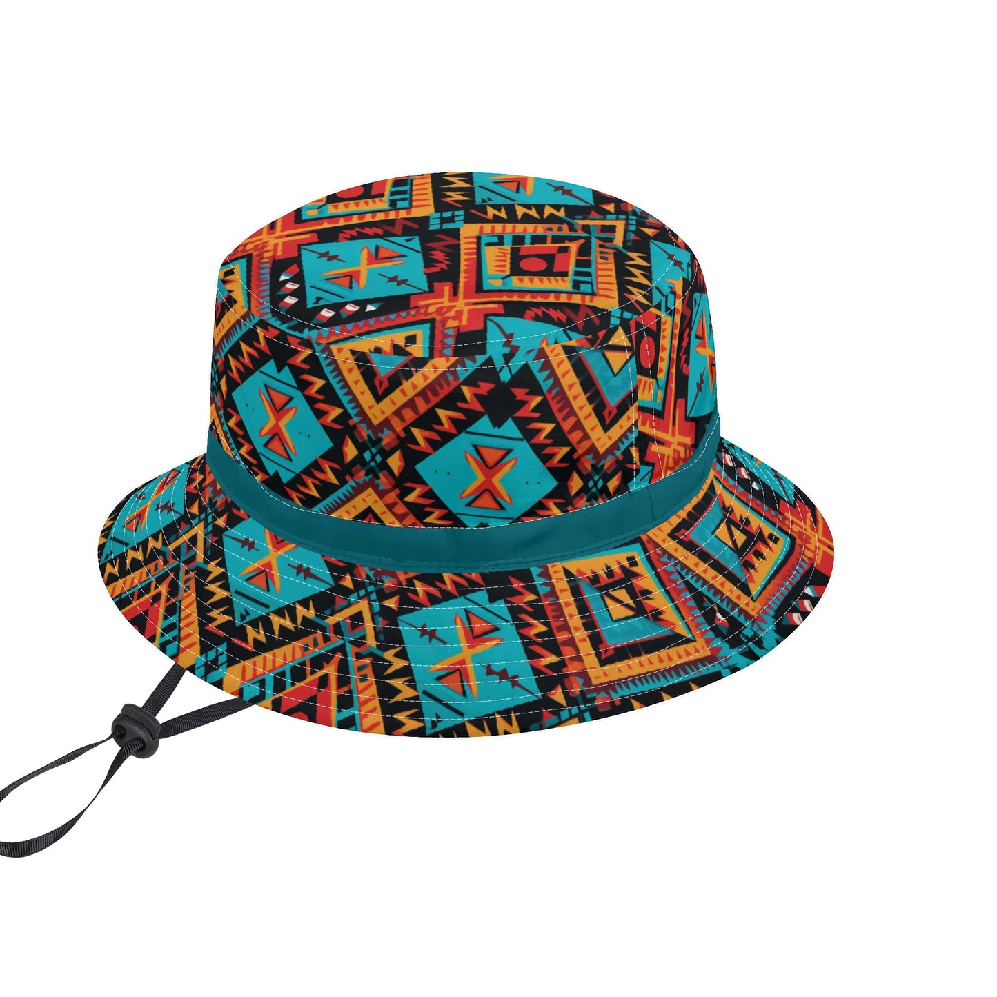 Aztec Vibrance Mosaic Bucket Hat with Adjustable String