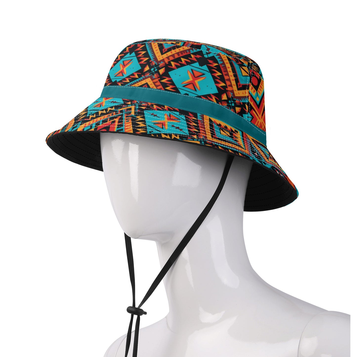 Aztec Vibrance Mosaic Bucket Hat with Adjustable String