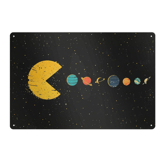 Pac-Man Planets Iron Sheet Wall Art