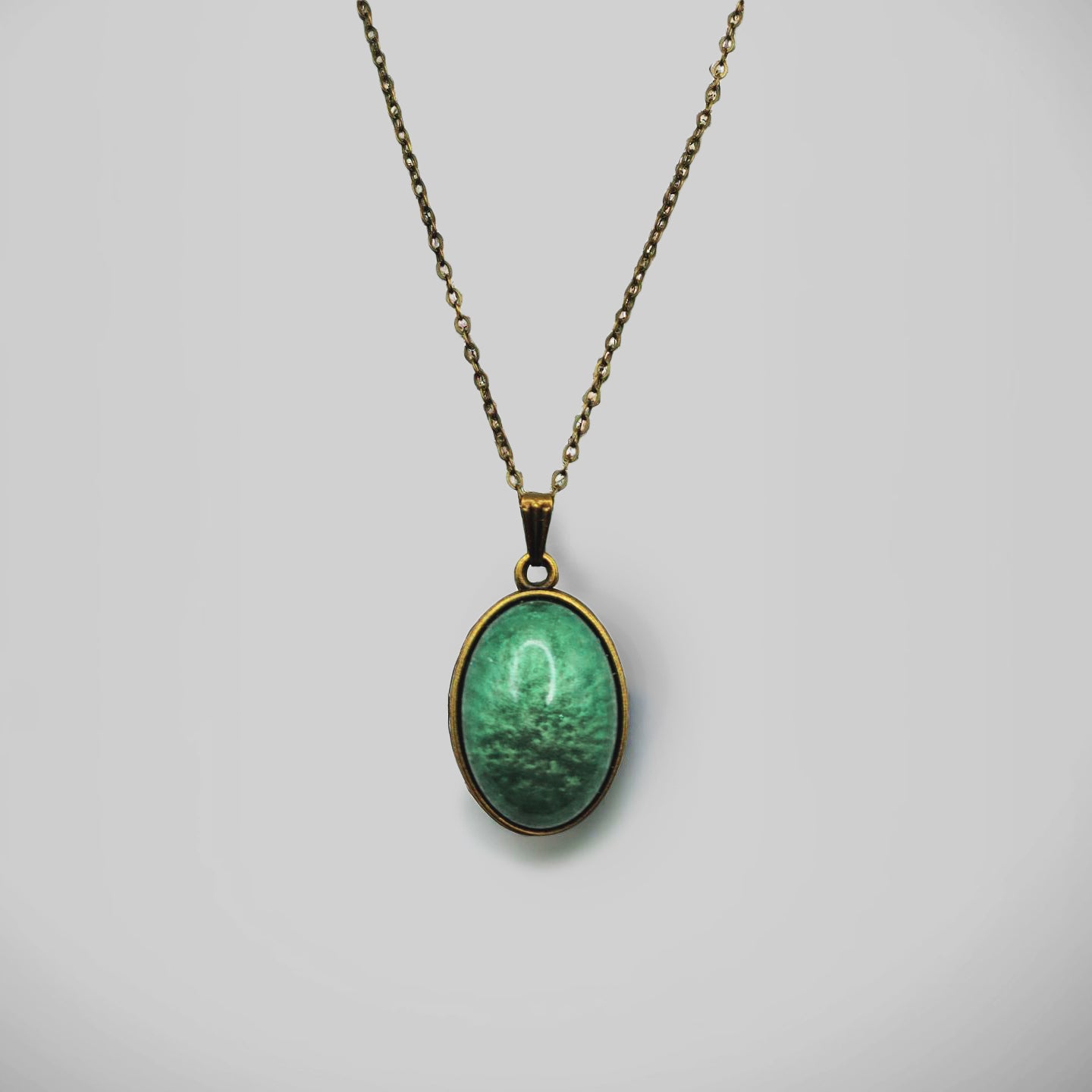 Jade Green Oval Dome-Style Pendant