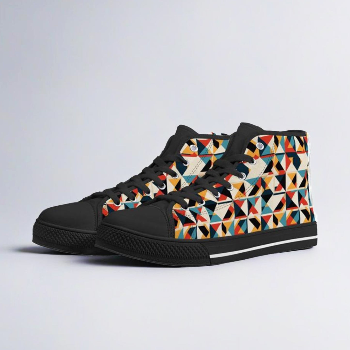 Retro Rhythm Men's High-Top Canvas Shoes