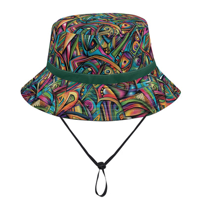 Cosmic Tribal Fusion Bucket Hat with Adjustable String