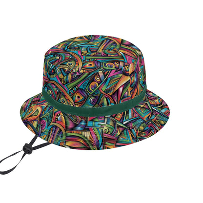 Cosmic Tribal Fusion Bucket Hat with Adjustable String