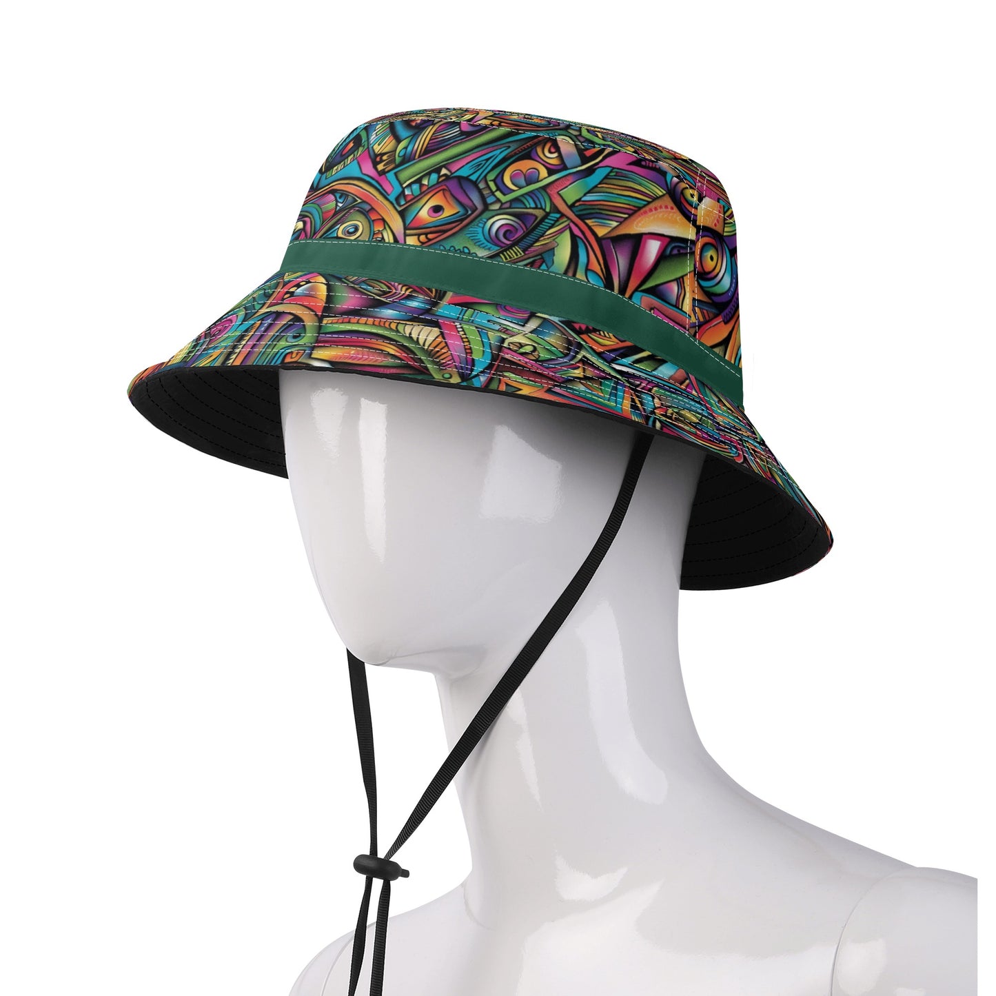 Cosmic Tribal Fusion Bucket Hat with Adjustable String