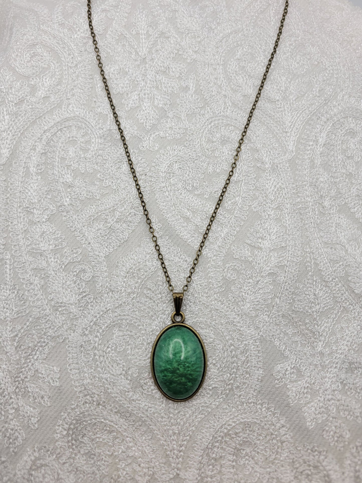 Jade Green Oval Dome-Style Pendant