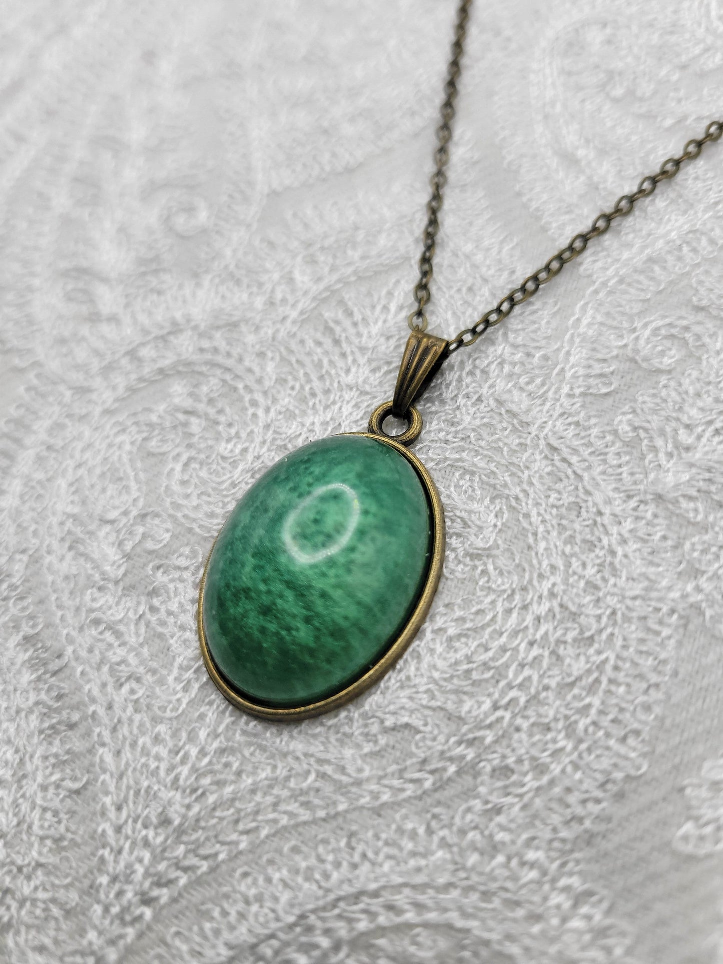 Jade Green Oval Dome-Style Pendant