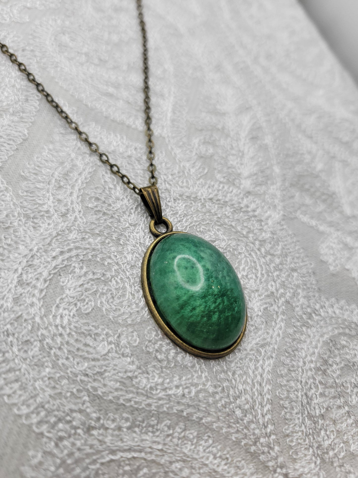 Jade Green Oval Dome-Style Pendant