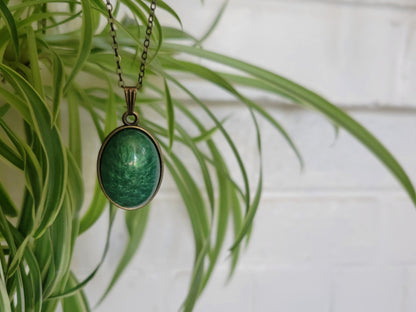 Jade Green Oval Dome-Style Pendant