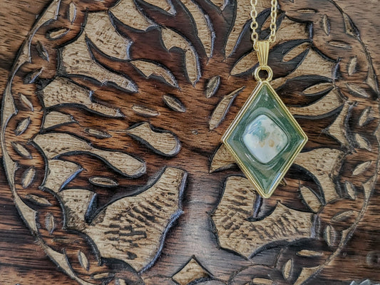 Green Tree Agate Ripple Pendant