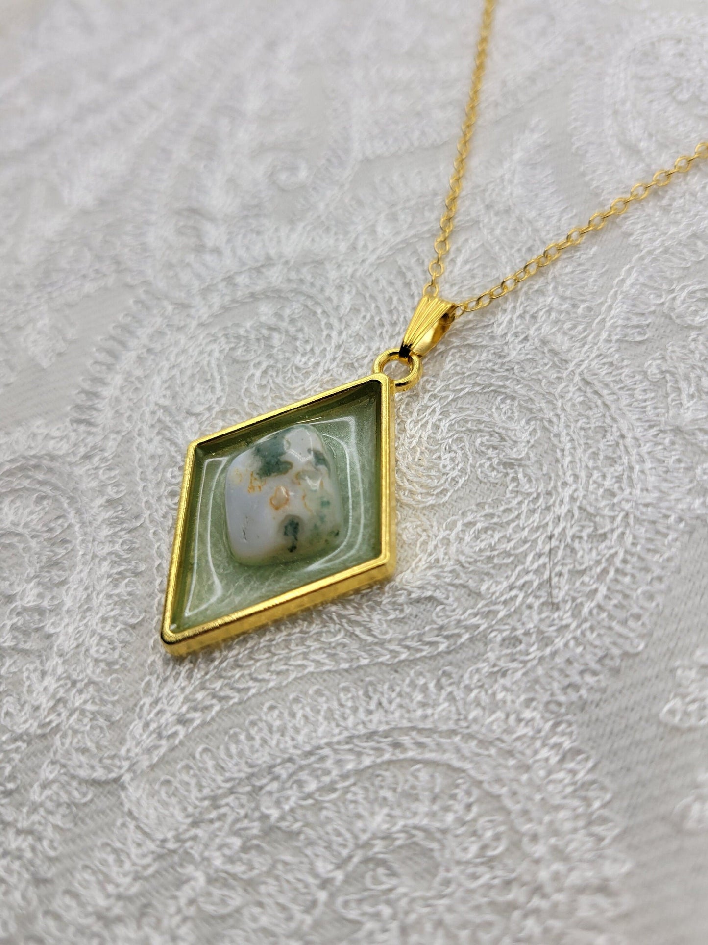 Green Tree Agate Ripple Pendant