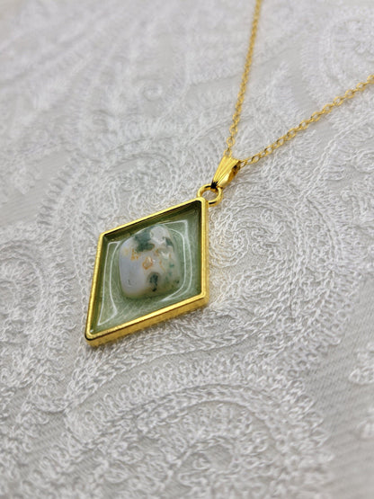 Green Tree Agate Ripple Pendant