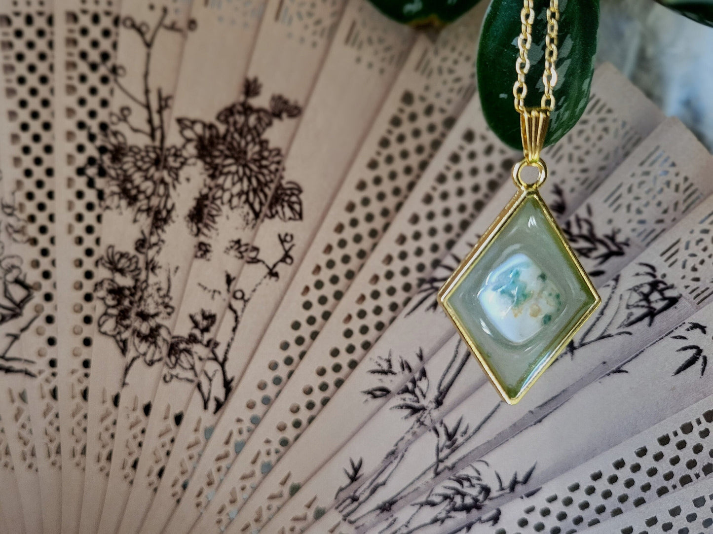 Green Tree Agate Ripple Pendant